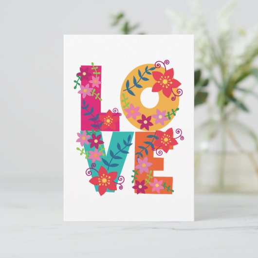 Farbenfrohe Liebe mit Blume Dankeskarte (Stehend Vorderseite)