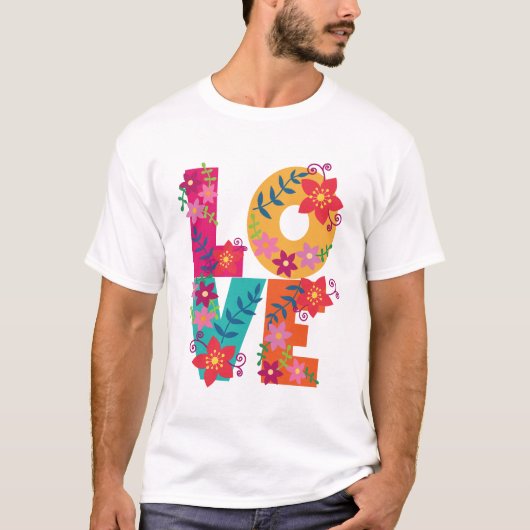 Farbenfrohe Liebe mit Blume T-Shirt (Vorderseite)