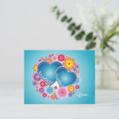 farbenfrohe Liebe mit Herzen und Blume Postkarte (Stehend Vorderseite)