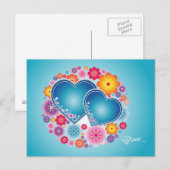farbenfrohe Liebe mit Herzen und Blume Postkarte (Vorne/Hinten)