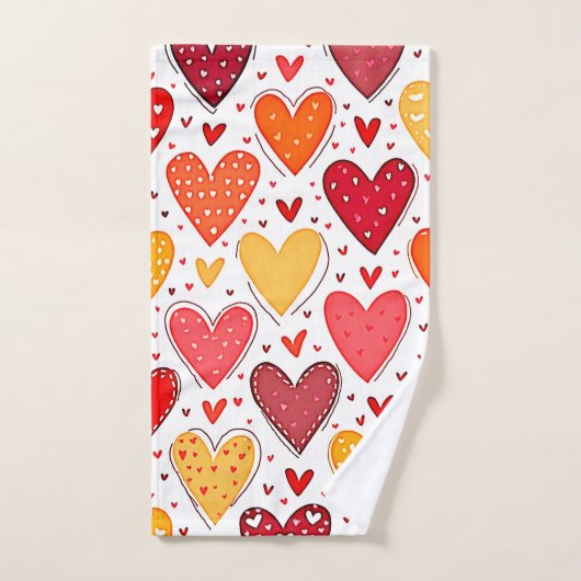 Farbenfrohe Liebe Muster Badhandtuch Set (Handtuch)