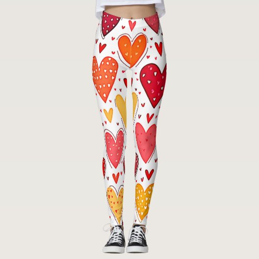 Farbenfrohe Liebe Muster Leggings (Vorderseite)