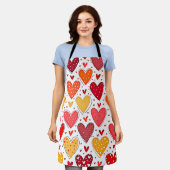 Farbenfrohe Liebe Muster Schürze (Getragen)