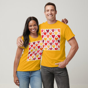 Farbenfrohe Liebe Muster T-Shirt