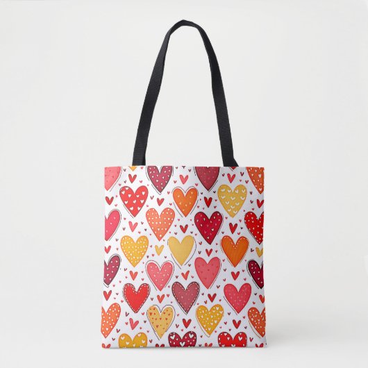 Farbenfrohe Liebe Muster Tasche (Vorderseite)