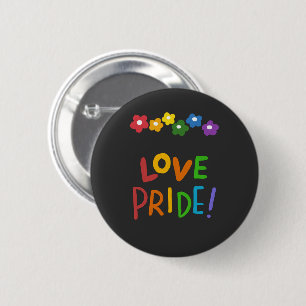 Farbenfrohe Liebe Prix Blume Schwarz Button
