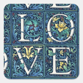 Farbenfrohe LIEBE Quadratischer Aufkleber