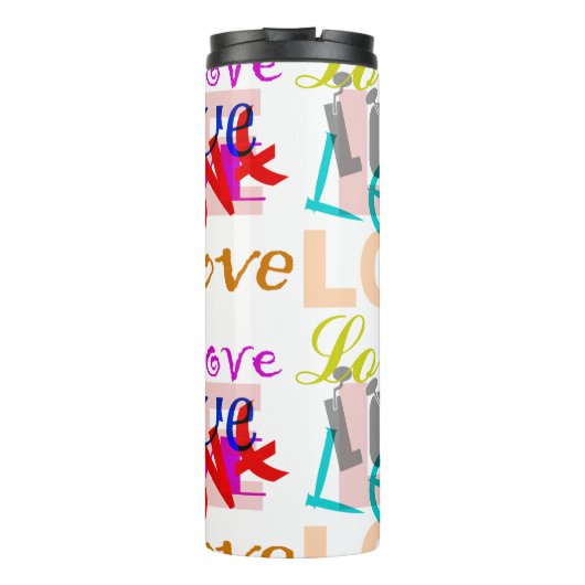 Farbenfrohe LIEBE Thermosbecher (Rückseite)