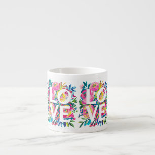 Farbenfrohe LIEBE Wasserfarbe Blume Tasse - Roma