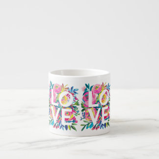 Farbenfrohe LIEBE Wasserfarbe Blume Tasse - Roma