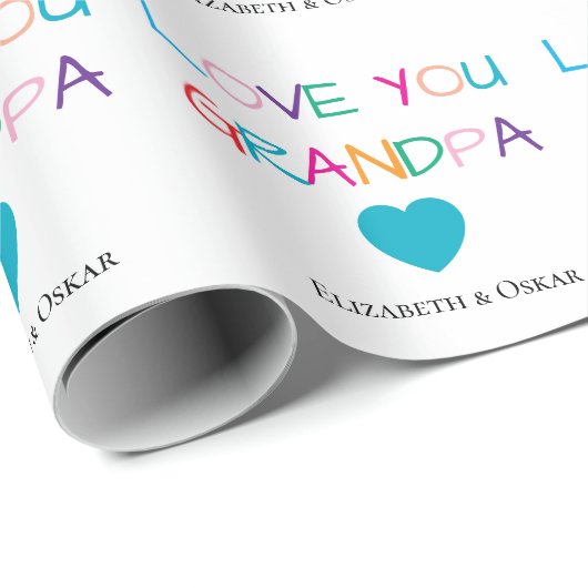 Farbenfrohe "Liebe You Opa" - Spaß & Herz Geschenkpapier (Rolleneckpunkt)