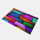 Farbenfrohe Lila blaue Aquamarine Türmatte (Schrägansicht)