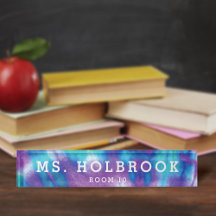 Farbenfrohe Lila Blaue Gefärbte Krawatte Lehrerin