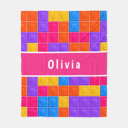 Farbenfrohe Lila Gebäude Blöcke nach Maß Fleecedecke (Vorderseite)