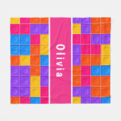 Farbenfrohe Lila Gebäude Blöcke nach Maß Fleecedecke (Vorderseite (Horizontal))