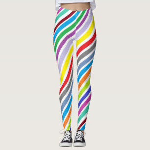 Farbenfrohe Lila Limette Grüne Abstrakte Streifen Leggings