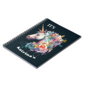 Farbenfrohe Lila Magie Florenz Einhorn Wasserfarbe Notizblock (Linke Seite)