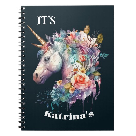 Farbenfrohe Lila Magie Florenz Einhorn Wasserfarbe Notizblock (Vorderseite)