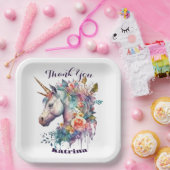 Farbenfrohe Lila Magie Florenz Einhorn Wasserfarbe Pappteller (Party)