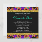 Farbenfrohe Lila Orange Bat Mitzvah Einladung (Rückseite)