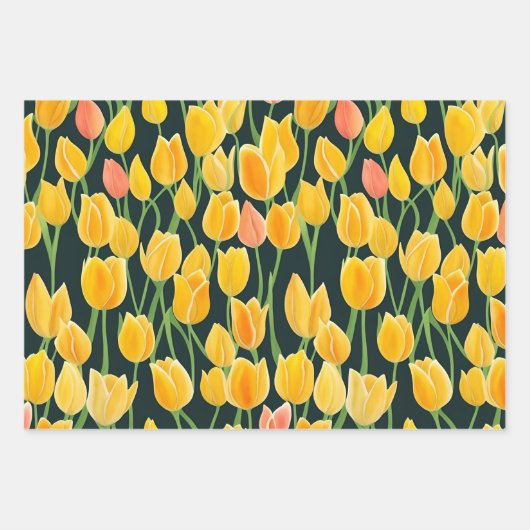 Farbenfrohe Lila Rot-Gelb-Wasserfarbe Tulip Geschenkpapier Set (Vorderseite 3)