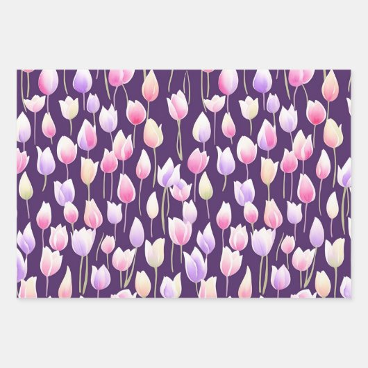 Farbenfrohe Lila Rot-Gelb-Wasserfarbe Tulip Geschenkpapier Set (Vorderseite 2)