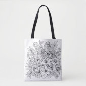 Farbenfrohe Lila und Papageien mit farbigen Blume Tasche (Vorderseite)