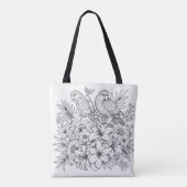 Farbenfrohe Lila und Papageien mit farbigen Blume Tasche (Rückseite)