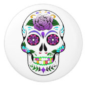 Farbenfrohe Lila Zuckerkultur Keramikknauf (Vorderseite)