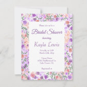 Farbenfrohe Lilac & Peach Brautparty Einladung (Vorderseite)