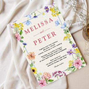 Farbenfrohe Lilac Pink Wasserfarbe Blumenzehen Einladung