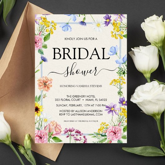 Farbenfrohe Lilac Pink Wasserfarbe Brautparty Einladung