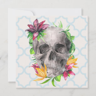 Farbenfrohe Lily Floral Skull Gothic Gruß Karte