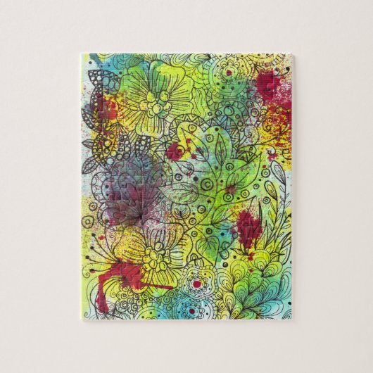 Farbenfrohe Linien Art Inn und Aquarellbilder Puzzle (Vertikal)