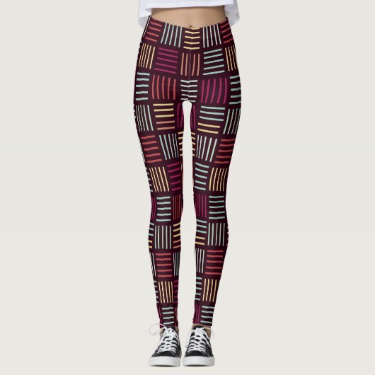 Farbenfrohe Linien aufgetragen Leggings (Vorderseite)