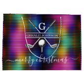 Farbenfrohe Linien Custom Elegantes Golf Monogram  Große Geschenktüte (Rückseite)