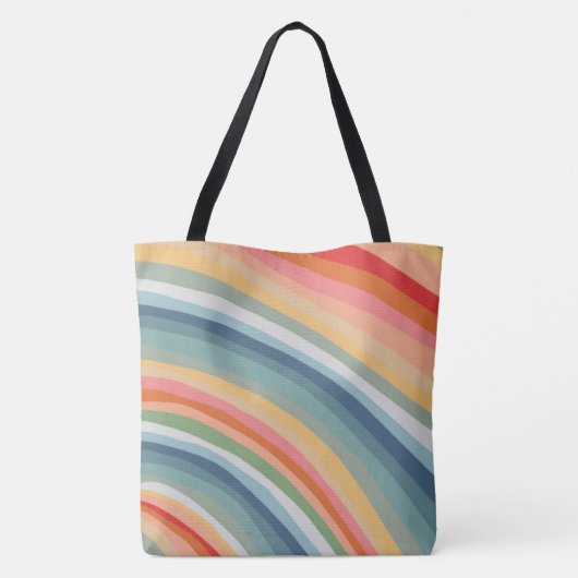 Farbenfrohe Linien Kurven Streifen Wellen MONOGRAM Tasche (Rückseite)