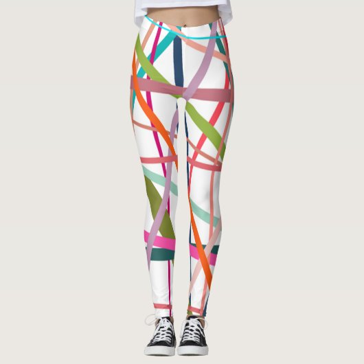 Farbenfrohe Linien Leggings (Vorderseite)