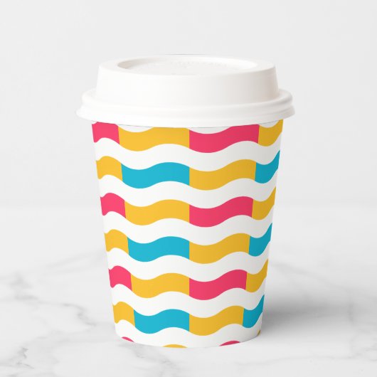 Farbenfrohe Linien Pappbecher (Links)