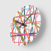 Farbenfrohe Linien Runde Wanduhr (Winkel)