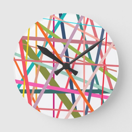Farbenfrohe Linien Runde Wanduhr (Vorderseite)