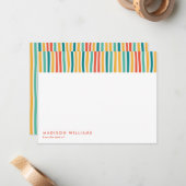 Farbenfrohe Linien Stilvolle moderne Notizkarte Mitteilungskarte (Vorderseite/Rückseite Beispiel)