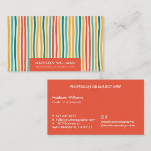 Farbenfrohe Linien Stilvolle Trendy Modern Busines Visitenkarte