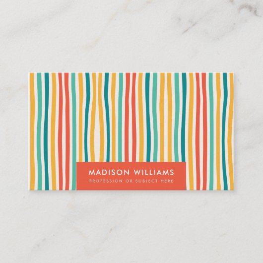 Farbenfrohe Linien Stilvolle Trendy Modern Busines Visitenkarte (Vorderseite)