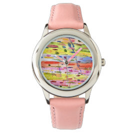 Farbenfrohe Linien Wasserfarben Abstrakt Armbanduhr