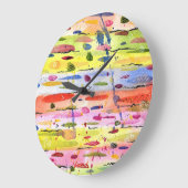 Farbenfrohe Linien Wasserfarben Abstrakt Große Wanduhr (Winkel)