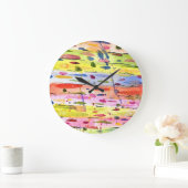 Farbenfrohe Linien Wasserfarben Abstrakt Große Wanduhr (Zuhause)