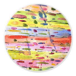 Farbenfrohe Linien Wasserfarben Abstrakt Keramikknauf