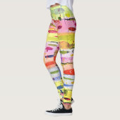 Farbenfrohe Linien Wasserfarben Abstrakt Leggings (Links)