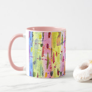 Farbenfrohe Linien Wasserfarben Abstrakt Tasse